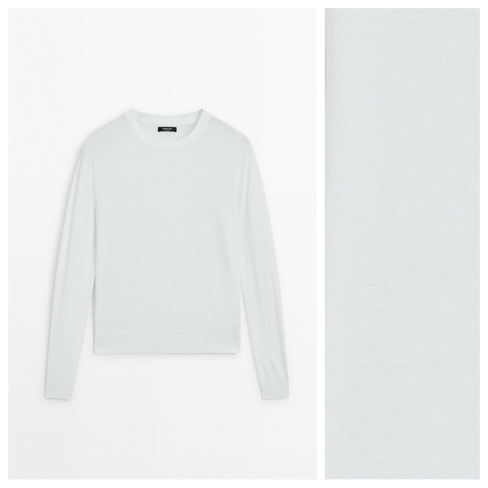 Massimo Dutti White Crewneck Sweater